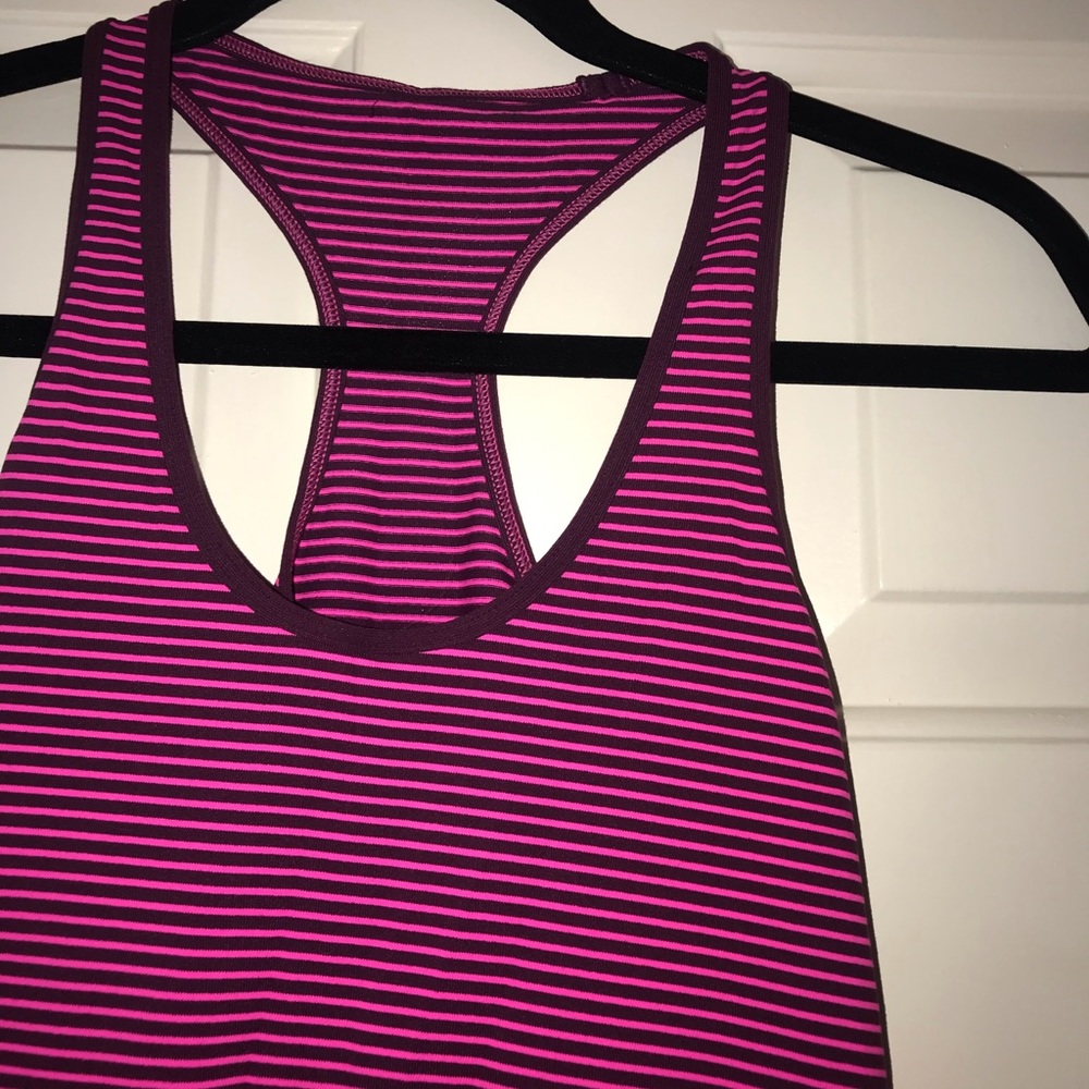 LULULEMON pink striped tank top